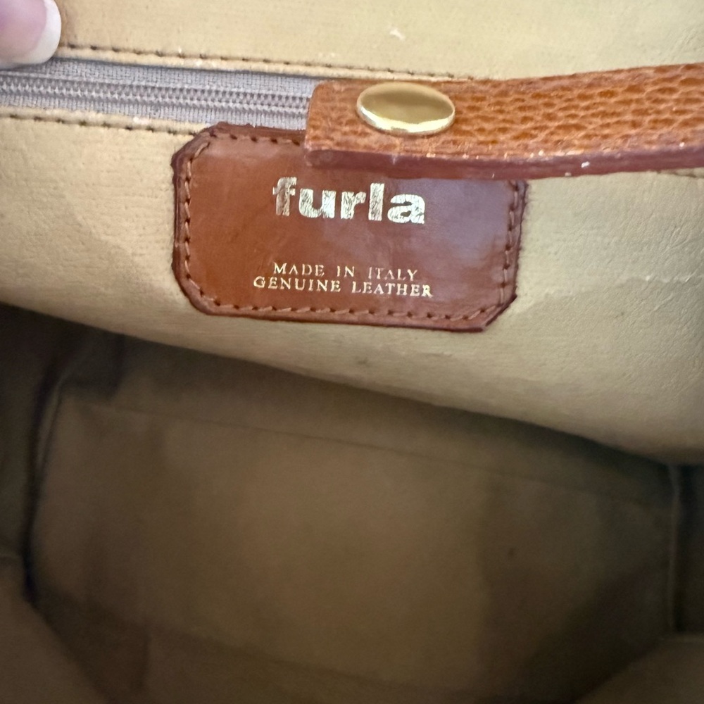 Vintage Furla Leather Purse Bag Tote Shoulder Handbag Removable Strap Classic - Picture 10 of 12